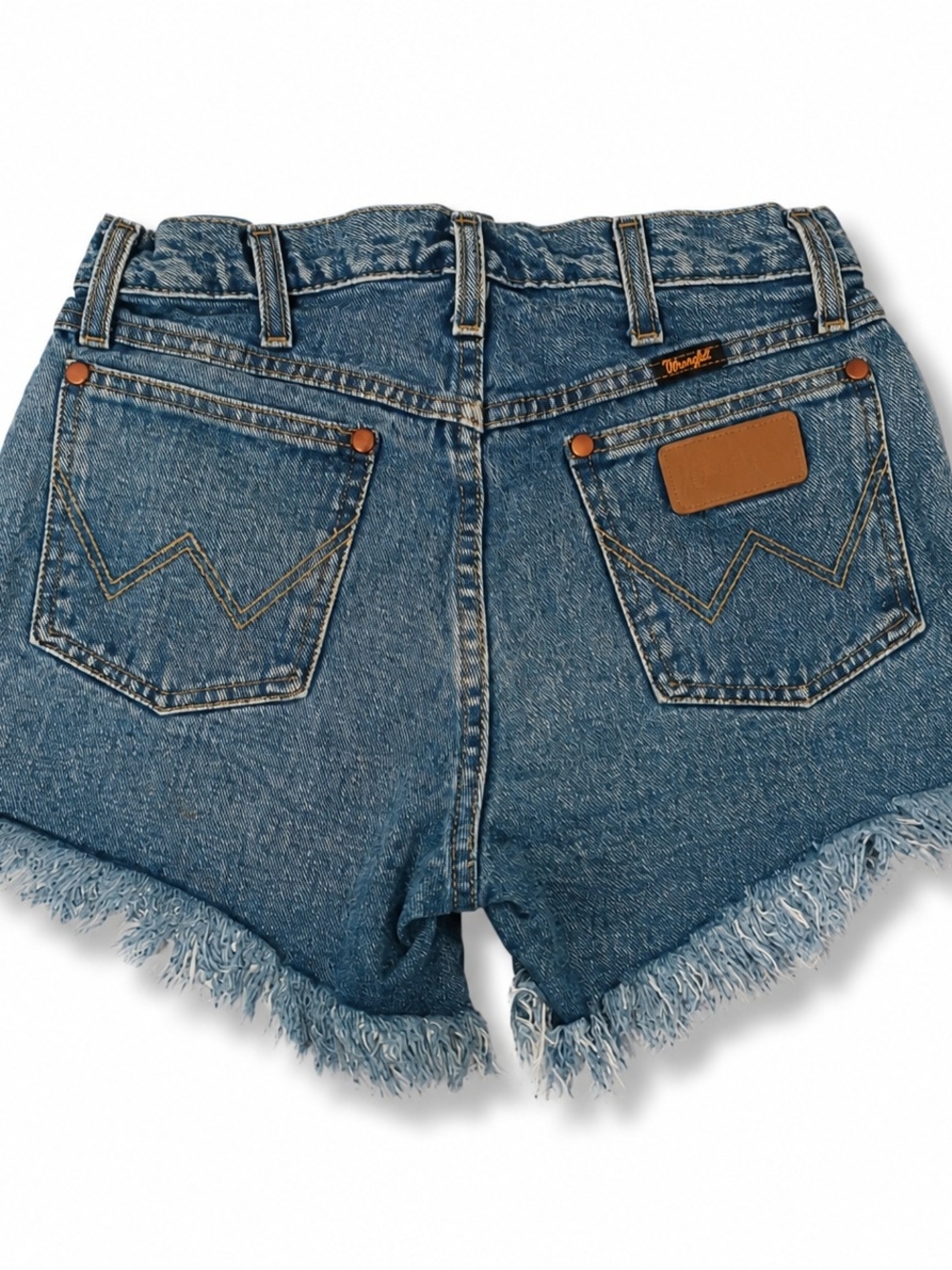 Wrangler Denim High Waist Frayed Hem Shorts - Waist Size, 28.